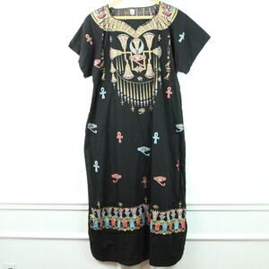 Vintage S M Dress 70s Glitter Disco Egyptian Maximalist Witchy Festival Vacation
